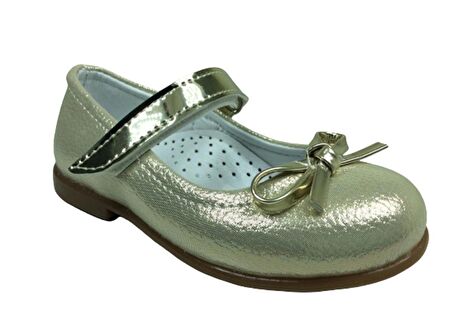 OrtopedikAL Ortaç Bebe Babet Dore Parlak Kız Çocuk Ayakkabı Cırtlı İçi % 100 Deri 